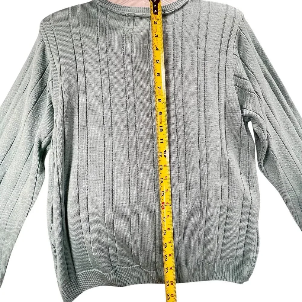 NWT Vtg Alfred Dunner Cardigan Sweater Button Down Blue USA PM Ribbed Knit - Picture 11 of 11